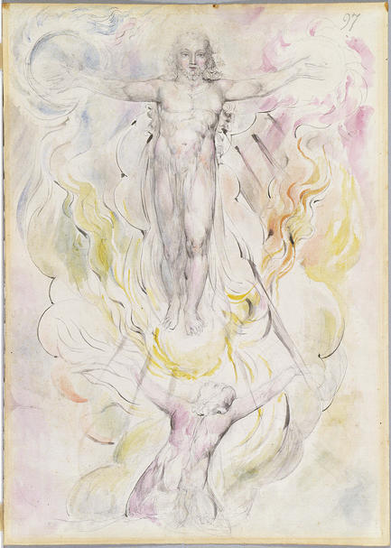 Illustrations to Dante's Divine Comedy, object 94 (Butlin 812.90 recto) Dante Adoring Christ